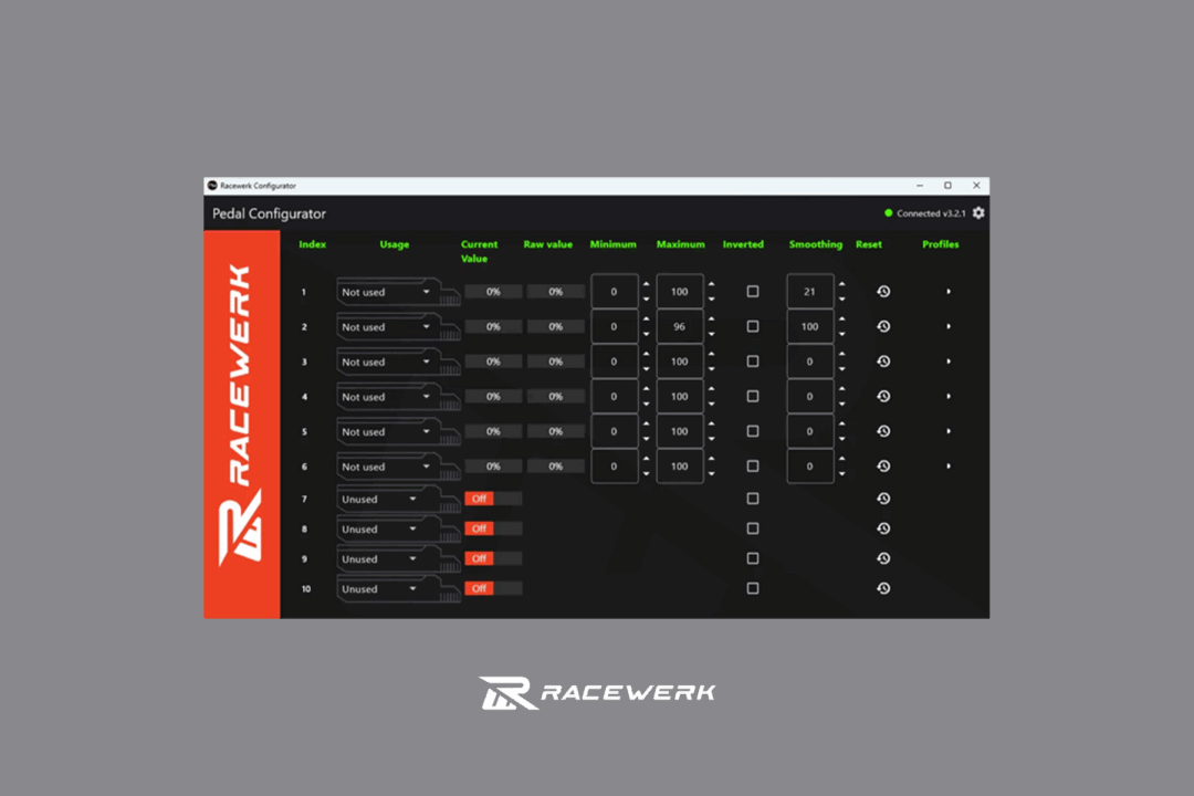 SOFTWARE für RACEWERK S1.5 Pedale
