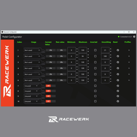 SOFTWARE für RACEWERK S1.5 Pedale